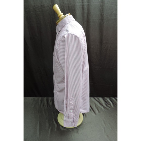 Fossil men's size M medium long sleeve rose color striped shirt button front - Picture 2 of 6